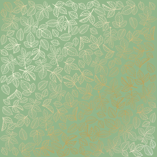 Лист односторонней бумаги с фольгированием Golden Rose leaves Avocado, 30,5 см х 30,5 см