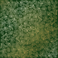 Лист односторонней бумаги с фольгированием Golden Rose leaves Green aquarelle, 30,5 см х 30,5 см