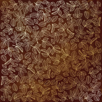 Лист односторонней бумаги с фольгированием Golden Rose leaves Brown aquarelle, 30,5 см х 30,5 см
