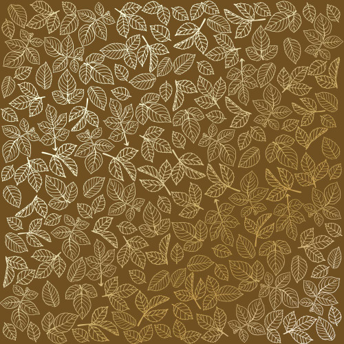 Лист односторонней бумаги с фольгированием Golden Rose leaves Milk chocolate, 30,5 см х 30,5 см