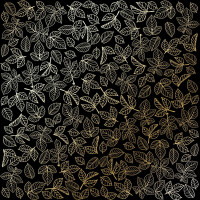 Лист односторонней бумаги с фольгированием Golden Rose leaves Black, 30,5 см х 30,5 см