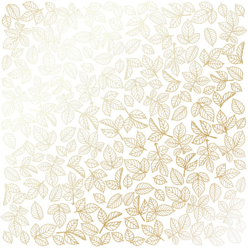Лист односторонней бумаги с фольгированием Golden Rose leaves White, 30,5 см х 30,5 см