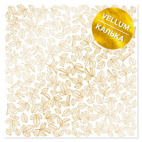 Лист кальки (веллум) с золотым узором Golden Rose leaves 30,5х30,5 см (Листья розы)