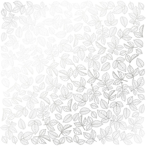 Лист односторонней бумаги с серебряным тиснением Silver Rose leaves, White, 30,5 см х 30,5 см