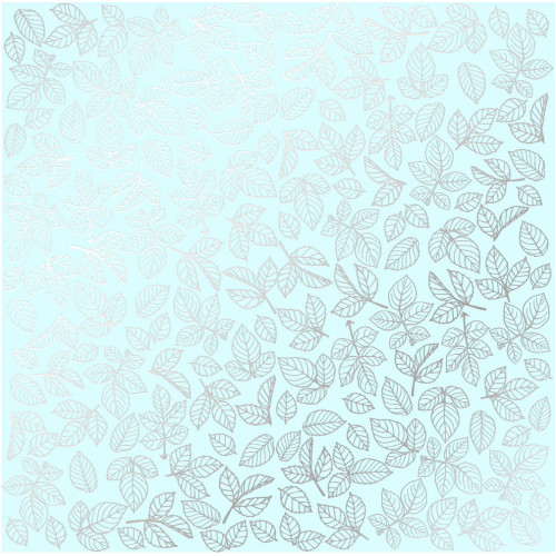 Аркуш одностороннього паперу зі срібним тисненням Silver Rose leaves, Mint, 30,5 см х 30,5 см