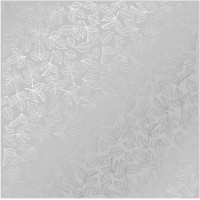 Аркуш одностороннього паперу зі срібним тисненням Silver Rose leaves, Gray, 30,5 см х 30,5 см