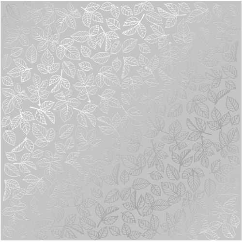 Лист односторонней бумаги с серебряным тиснением Silver Rose leaves, Gray, 30,5 см х 30,5 см