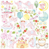 Лист з картинками для вирізання My cute Baby elephant girl 30,5х30,5 см