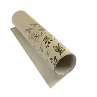 Отрез кожзама с тиснением золотой фольгой Golden Branches, color Beige, 50х25 см