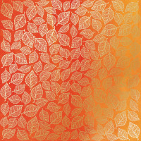 Аркуш одностороннього паперу з фольгуванням, Golden Leaves mini Yellow-orange aquarelle, 30,5 см х 30,5 см
