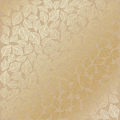 Лист односторонней бумаги с фольгированием Golden Leaves mini, Kraft, 30,5 см х 30,5 см
