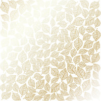Аркуш одностороннього паперу з фольгуванням, Golden Leaves mini, White, 30,5 см х 30,5 см