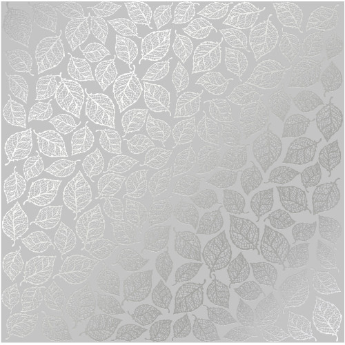 Аркуш одностороннього паперу зі срібним тисненням Silver Leaves mini, Gray, 30,5 см х 30,5 см