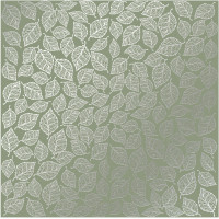 Лист односторонней бумаги с серебряным тиснением Silver Leaves mini, Olive, 30,5 см х 30,5 см