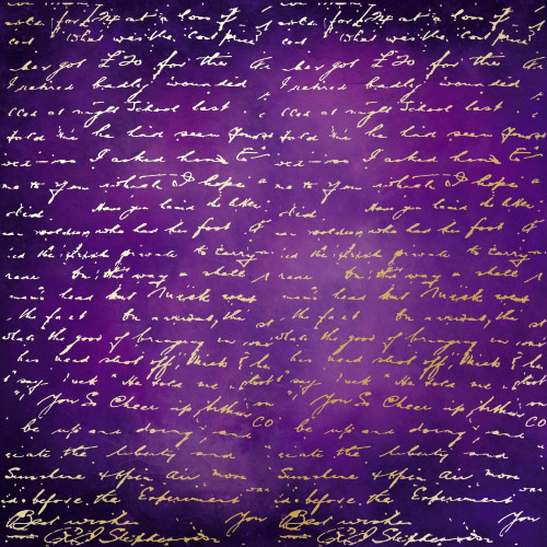 Лист односторонней бумаги с фольгированием Golden Text Violet aquarelle, 30,5 см х 30,5 см