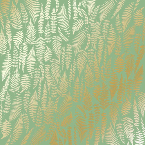 Аркуш одностороннього паперу з фольгуванням Golden Fern, Avocado, 30,5 см х 30,5 см