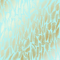 Аркуш одностороннього паперу з фольгуванням, Golden Fern, Turquoisei, 30,5 см х 30,5 см