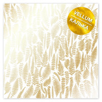 Лист кальки (веллум) с золотым узором Golden Fern 30,5х30,5 см (папоротник)