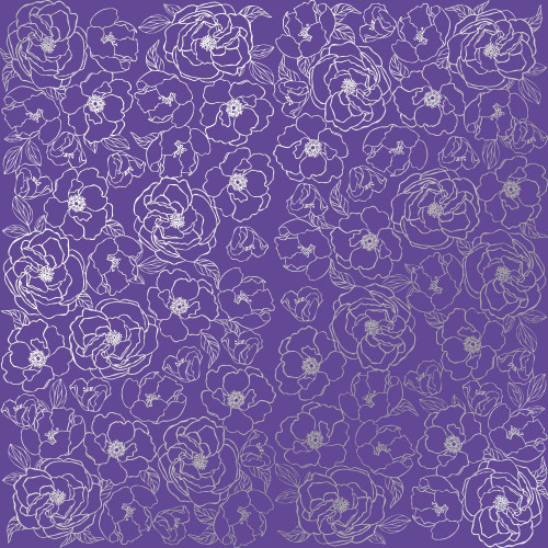 Лист односторонней бумаги с серебряным тиснением Silver Pion, Lavender, 30,5 см х 30,5 см