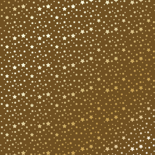 Лист односторонней бумаги с фольгированием Golden stars, Milk chocolate, 30,5 см х 30,5 см
