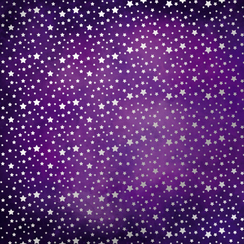 Лист односторонней бумаги с серебряным тиснением Silver stars, Violet aquarelle, 30,5 см х 30,5 см