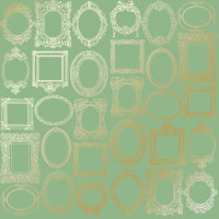 Лист односторонней бумаги с фольгированием Golden Frames, color Avocado, 30,5 см х 30,5 см