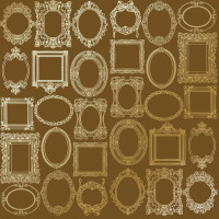 Лист односторонней бумаги с фольгированием Golden Frames, color Milk chocolate, 30,5 см х 30,5 см