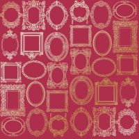 Аркуш одностороннього паперу з фольгуванням Golden Frames, color Blackberry, 30,5 см х 30,5 см