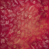 Аркуш одностороннього паперу з фольгуванням Golden Branches, Burgundy aquarelle, 30,5 см х 30,5 см