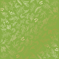 Аркуш одностороннього паперу з фольгуванням Golden Branches, Bright green, 30,5 см х 30,5 см