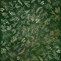Лист односторонней бумаги с фольгированием Golden Branches, Dark green aquarelle, 30,5 см х 30,5 см