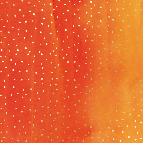 Лист односторонней бумаги с фольгированием Golden Drops, color Yellow-orange aquarelle, 30,5 см х 30,5 см