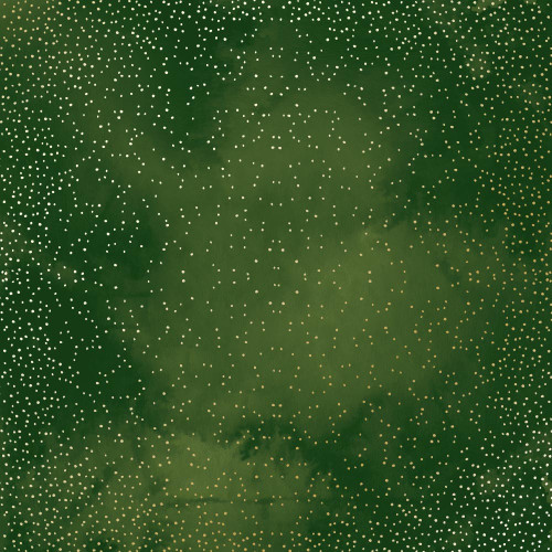 Лист односторонней бумаги с фольгированием Golden Mini Drops, Green aquarelle, 30,5 см х 30,5 см