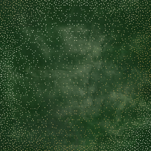 Лист односторонней бумаги с фольгированием Golden Mini Drops, Dark green aquarelle, 30,5 см х 30,5 см