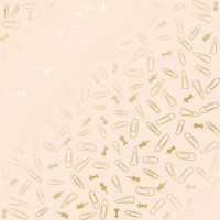 Аркуш одностороннього паперу з фольгуванням Golden Drawing pins and paperclips, Beige, 30,5 х 30,5 см
