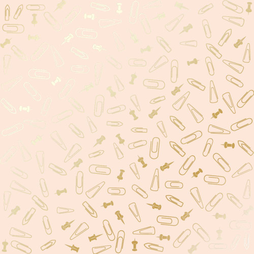 Лист односторонней бумаги с фольгированием Golden Drawing pins and paperclips, Beige, 30,5 см х 30,5 см