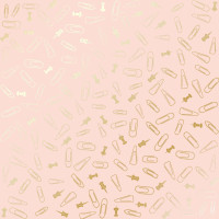 Лист односторонней бумаги с фольгированием Golden Drawing pins and paperclips, Peach, 30,5 см х 30,5 см