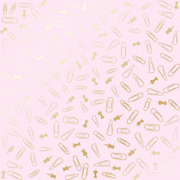 Аркуш одностороннього паперу з фольгуванням Golden Drawing pins and paperclips, Light pink, 30,5 х 30,5 см