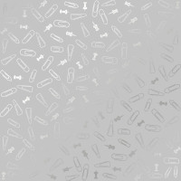Лист односторонней бумаги с серебряным тиснением Silver Drawing pins and paperclips, Gray, 30,5 см х 30,5 см