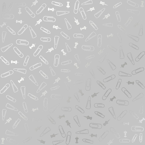 Лист односторонней бумаги с серебряным тиснением Silver Drawing pins and paperclips, Gray, 30,5 см х 30,5 см