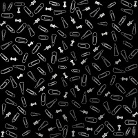 Аркуш одностороннього паперу зі срібним тисненням Silver Drawing pins and paperclips, Black, 30,5 см х 30,5 см