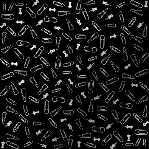 Лист односторонней бумаги с серебряным тиснением Silver Drawing pins and paperclips, Black, 30,5 см х 30,5 см