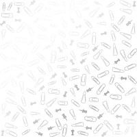 Аркуш одностороннього паперу зі срібним тисненням Silver Drawing pins and paperclips, White, 30,5 см х 30,5 см