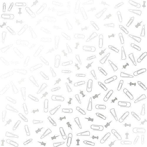Лист односторонней бумаги с серебряным тиснением Silver Drawing pins and paperclips, White, 30,5 см х 30,5 см