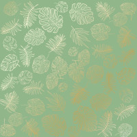Лист одностороннього паперу із фольгуванням Golden Tropical Leaves, color Avocado, 30,5 см х 30,5 см