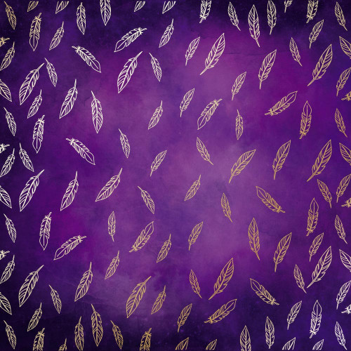 Лист односторонней бумаги с фольгированием Golden Feather, Violet aquarelle, 30,5 см х 30,5 см