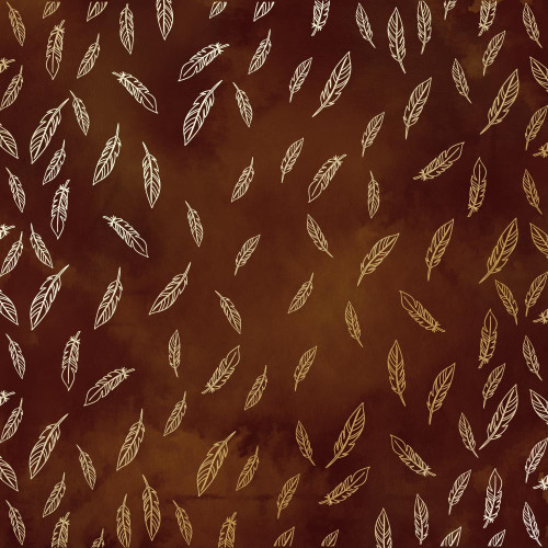 Лист односторонней бумаги с фольгированием Golden Feather, Brown aquarelle, 30,5 см х 30,5 см