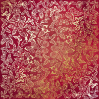 Лист односторонней бумаги с фольгированием Golden Butterflies, color Burgundy aquarelle, 30,5 см х 30,5 см