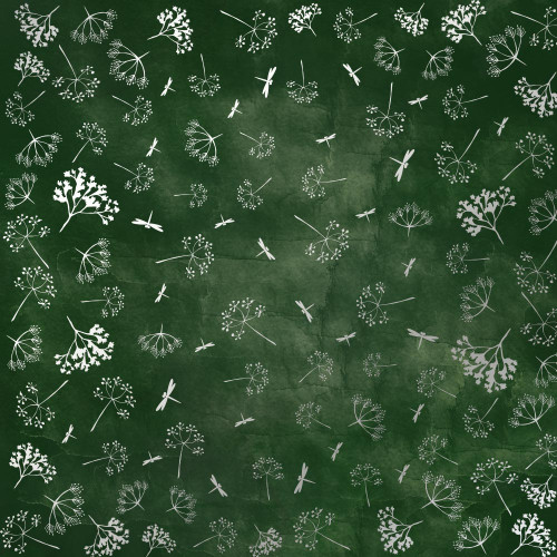 Лист односторонней бумаги с серебряным тиснением Silver Dill, Dark green aquarelle, 30,5 см х 30,5 см