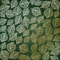 Аркуш одностороннього паперу з фольгуванням, Golden Delicate Leaves, color Dark green aquarelle, 30,5 см х 30,5 см